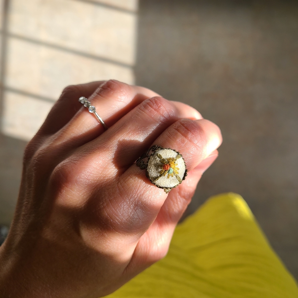 Hand Embroidered Adjustable Ring